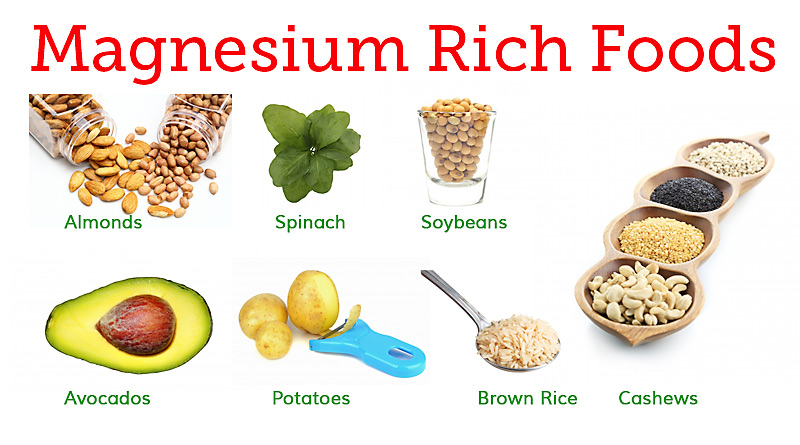 Magnesium is found naturally in many foods, including leafy green vegetables, nuts and seeds, whole grains, legumes, and some seafood.